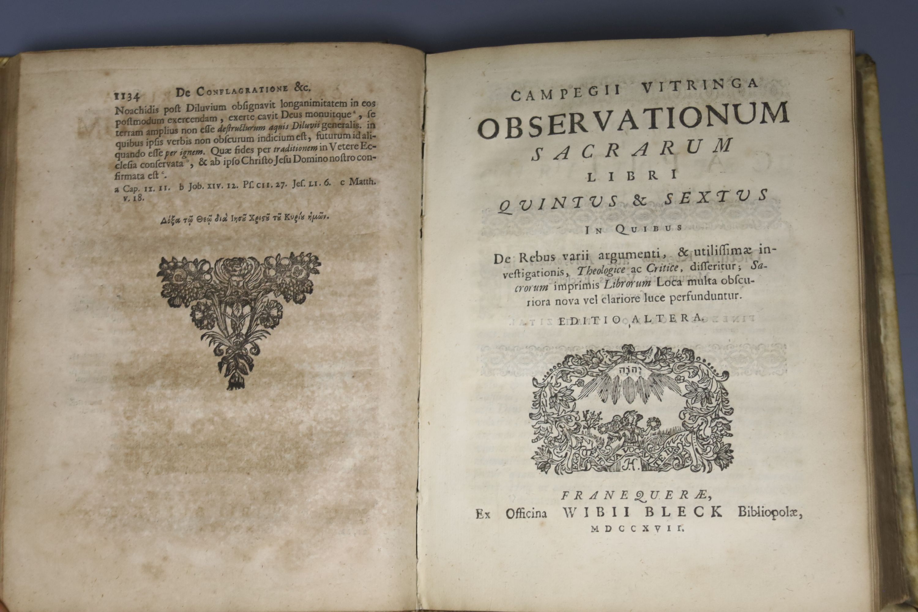 Observationum Sacrarum Liber Quartus 1711, one vol. and Quintus Horatious Flaccus, 1628?